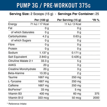 Applied Nutrition Pump 3G pre workout (375 G)